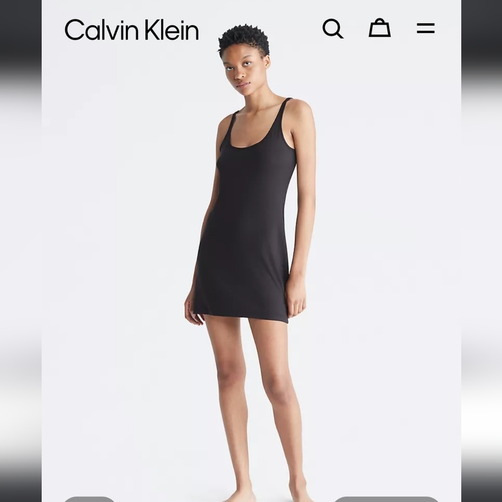 NWT Calvin Klein Elegant Black Sleepwear Chemise Dress Or Beach Cover Up Tank S
